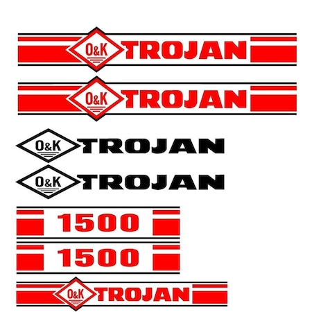 Aftermarket Trojan Wheel Loader 1500 Decal Set with O And K Decals TRO1500Z2DECALSET